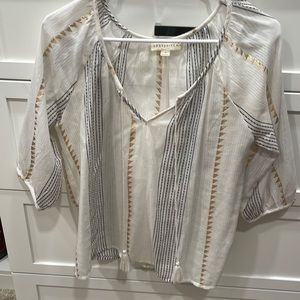 Love stitch, womens small black and gold blouse